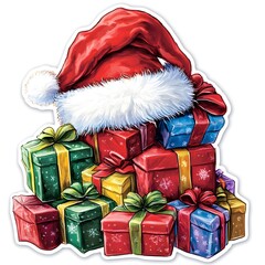 Charming Snowy Village Sticker: Church, Houses, and Festive Cheer