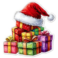 Steaming Christmas Pudding Sticker: Holly and Festive Delight