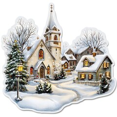 A glistening Christmas pudding sticker with holly