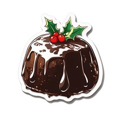 A delightful baby reindeer sticker with a red bow