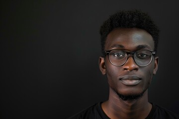 Fototapeta premium Portrait of young African American man in glasses.