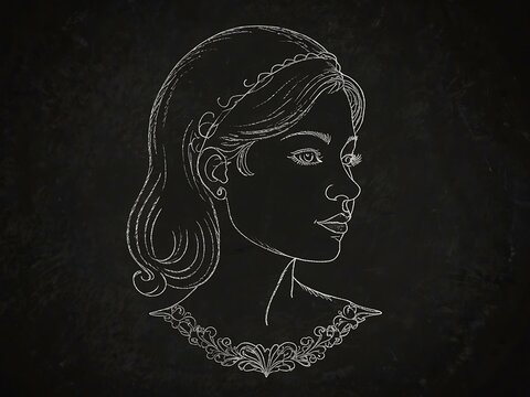 Retro chalk emblem of a girl silhouette