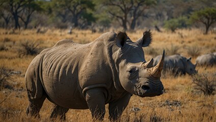 Fototapeta premium Rhinoceros in Botswana's national park.