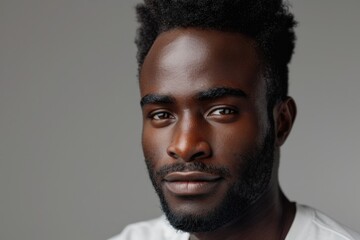 Obraz premium Handsome African man on gray background.