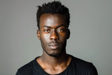 Obraz premium Handsome African man on gray background.