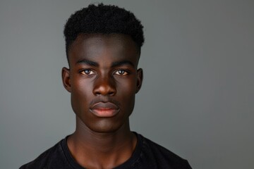 Obraz premium Handsome African man on gray background.