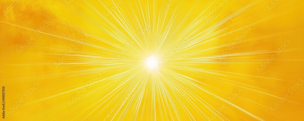 Poster bright yellow background displays radiating sunburst effect. abstract illustration suggests energy, 