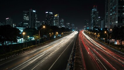 Road at night in Bangkok, Thailand.