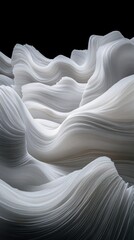 Obraz premium Abstract white wavy texture on black background.