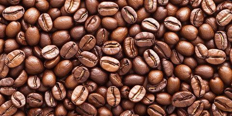 Naklejka premium Aromatic Coffee Beans and Freshly Brewed Espresso in a Minimalist Setting for Café Branding and Coffee Shop Advertising