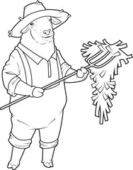 Fototapeta premium Sheep Farmer Straw Animal Vector Graphic Art Illustration