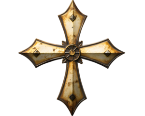 Detailed Depiction of a Maltese Cross Emblem, Transparent PNG