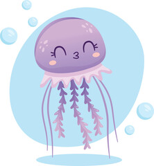 Cute gradient vector jellyfish illustration for kids