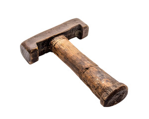Vintage Wooden Carpenter&rsquo;s Hammer with Rustic Details, Transparent PNG