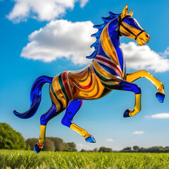 Murano glass horse in the field