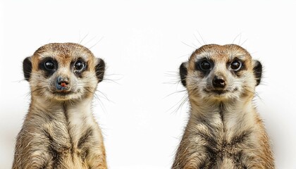 two meerkats isolate is on white background
