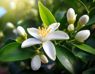 orange tree blooms white calamondin citrus petals and buds fragrance of orange blossoms lovely neroli aroma stunning image of azahar flowers