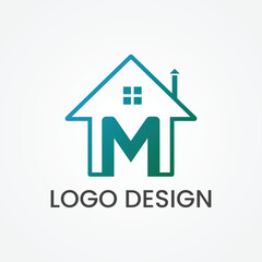 Creative M House Logo Design Template