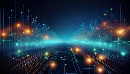 digital background design ideal for illustrating network capabilities tech processes data solutions investigations education and additional applications