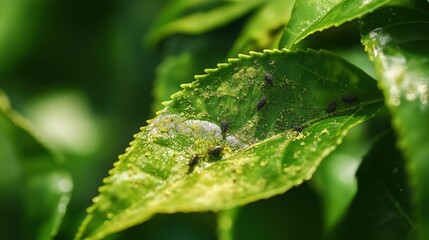 tea leaves with visible pests