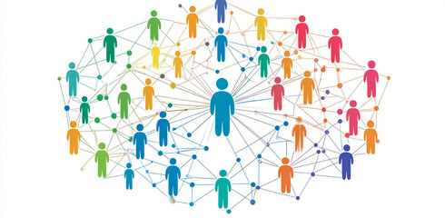Visual representation of social networks showing interconnected relationships among various individuals