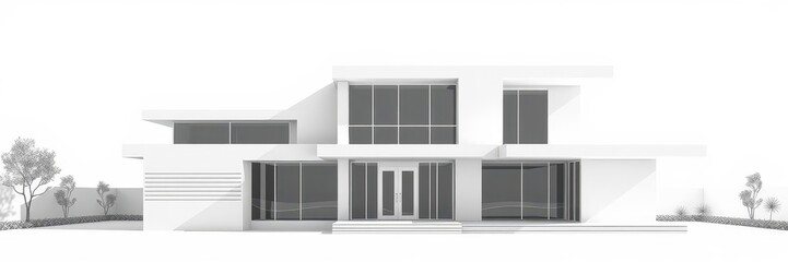 Obraz premium Abstract 3D rendering of a modern luxury house with clean lines and geometric shapes, art, design, geometric shapes