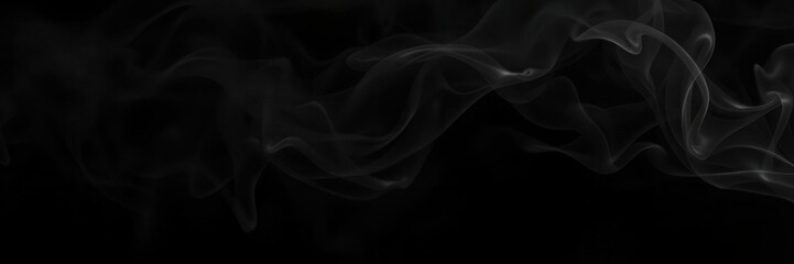 Obraz premium Abstract smoke swirls gracefully across a black background, creating a mesmerizing and mysterious visual display, flow, wallpaper, dynamic