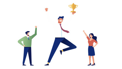 Employee celebration for outstanding performance with award presentation event