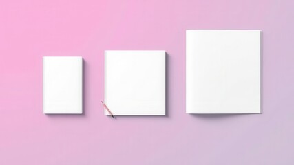 Book cover mockup featuring three different sizes for a variety of books, layout, various, three
