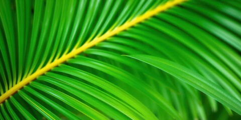 Obraz premium Close up of a vibrant green palm leaf texture in a tropical natural setting, macro, close-up