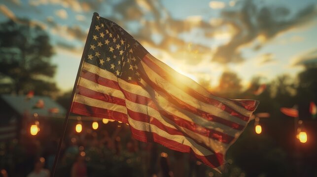 Patriotic gathering  celebrating memorial day with friends, family, and fun in the backyard