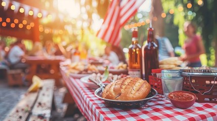 Celebrating independence day  american family and friends gather for memorial day barbecue fun
