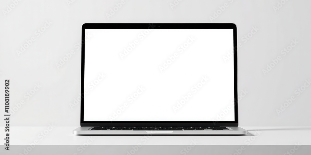 Canvas Prints modern silver laptop with a blank web screen mockup for design presentation or website showcase, lap