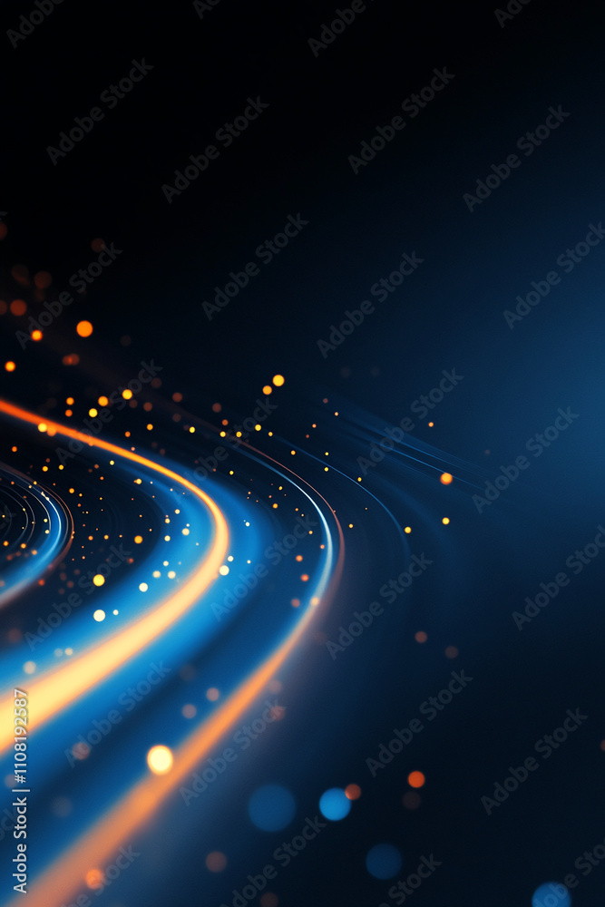 Poster vibrant flowing lights create a colorful abstract background with glowing particles at night