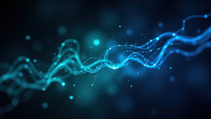 Vagus Nerve Stimulation - Illustration of a stream of blue particles with energy flowing through, representing the neural activity and stimulation associated with this medical technique.