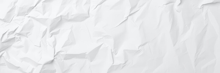 Fototapeta premium Crumpled white paper texture with varied creases and wrinkles, flat lay, texture