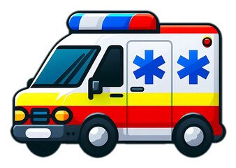 Ambulance Emergency Vehicle Icon: Colorful Medical Transport & First Aid Graphic for Healthcare Services