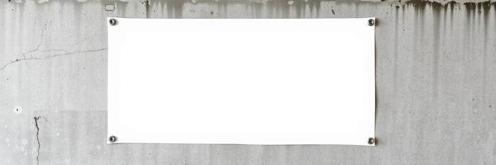 Obraz premium Glued poster mockup hanging on weathered concrete wall with urban grunge texture backdrop, marketing, advertisement