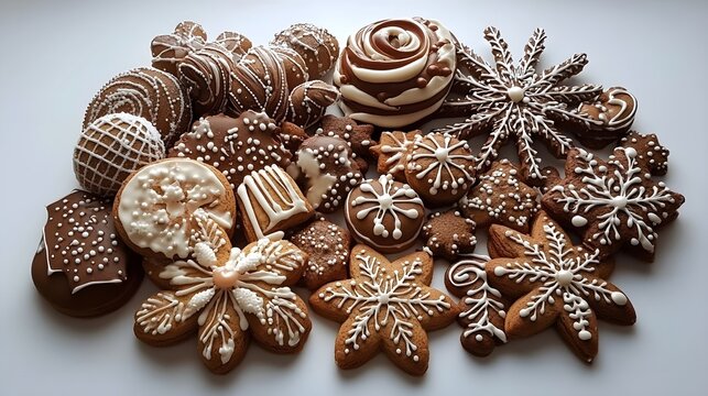 Christmas homemade gingerbreads, cookies and decorative elements