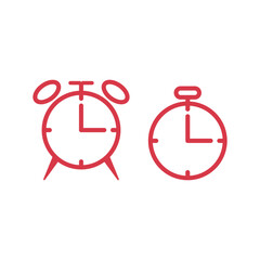 alarm clock illustration design for various purposes. Design element illustration of wall clock, table clock, stopwatch, countdown timer in line style