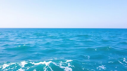 Obraz premium Pure blue turquoise water with foamy waves crashing on the shore, scenic, sea, turquoise
