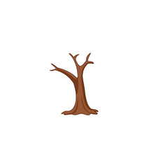 Silhouette of a dry tree trunk without leaves. Design element illustration of a large tree trunk without leaves symbolizing drought. Illustration design with environmental and nature themes © BJS