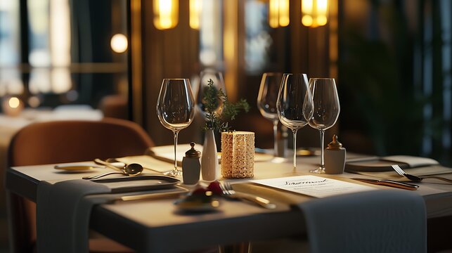 fine dining table setting of luxury fancy restaurant
