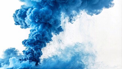 Obraz premium blue smoke explosion isolated on white background