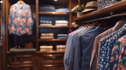 Fototapeta premium A carefully curated selection of stylish and fashionable jackets showcased on a display rack at a trendy clothing store