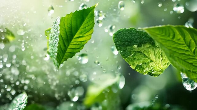 tornado of mint leaf in the air 4K Video