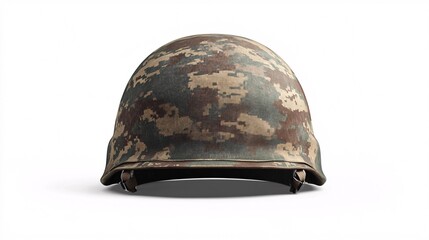 Fototapeta premium Camouflage military helmet isolated on white background representing war and combat