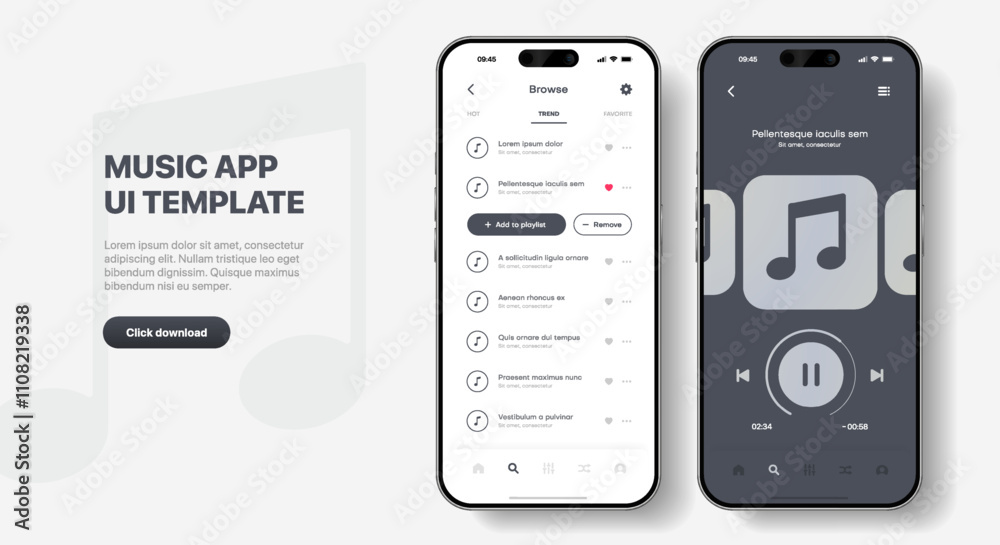 Poster Media music player interface isolated on white background. Multimedia frame template. Mockup live stream window, player. Online broadcasting. Multimedia navigation and music application.