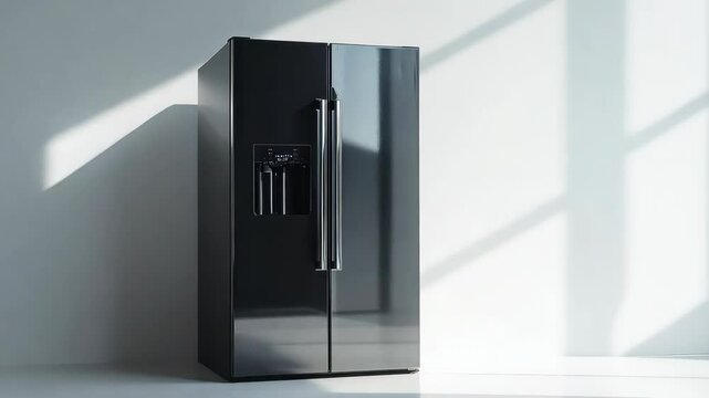 modern fridge isolated on light background 4K Video