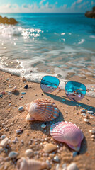 Obraz premium Generative AI. Summer vacation advertisement a sunny beach scene